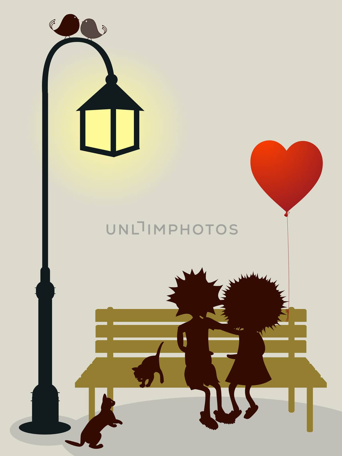 Conceptual love card, graphic illustration