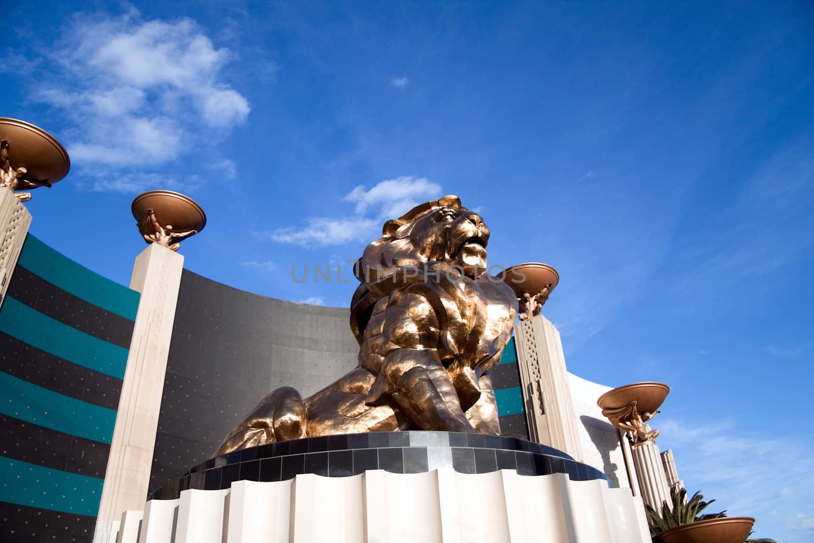 December 30th, 2009 - Las Vegas, Nevada, USA - The MGM Hotel and Casino lion, which is to bring good luck and is the entrance to the hotel. 