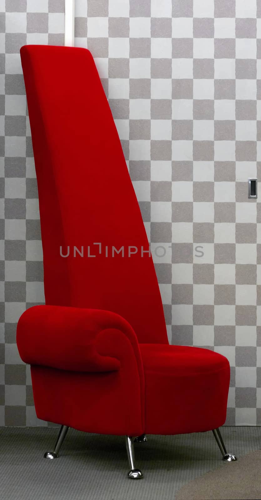 close up of red designer chair