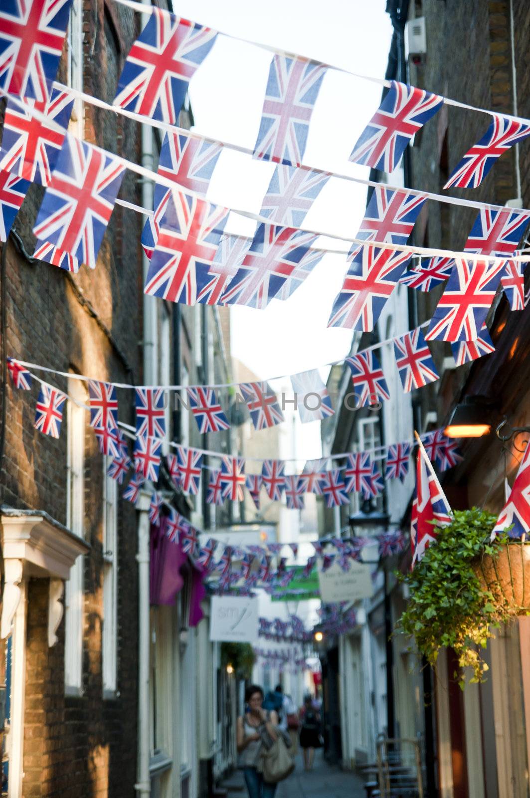 LONDON - APRIL 24: Central London hangs up buntings for Prince William and Catherine Middleton's royal wedding celebration to take place April 29 at Westminster Abbey. April 24, 2011 in London, England.