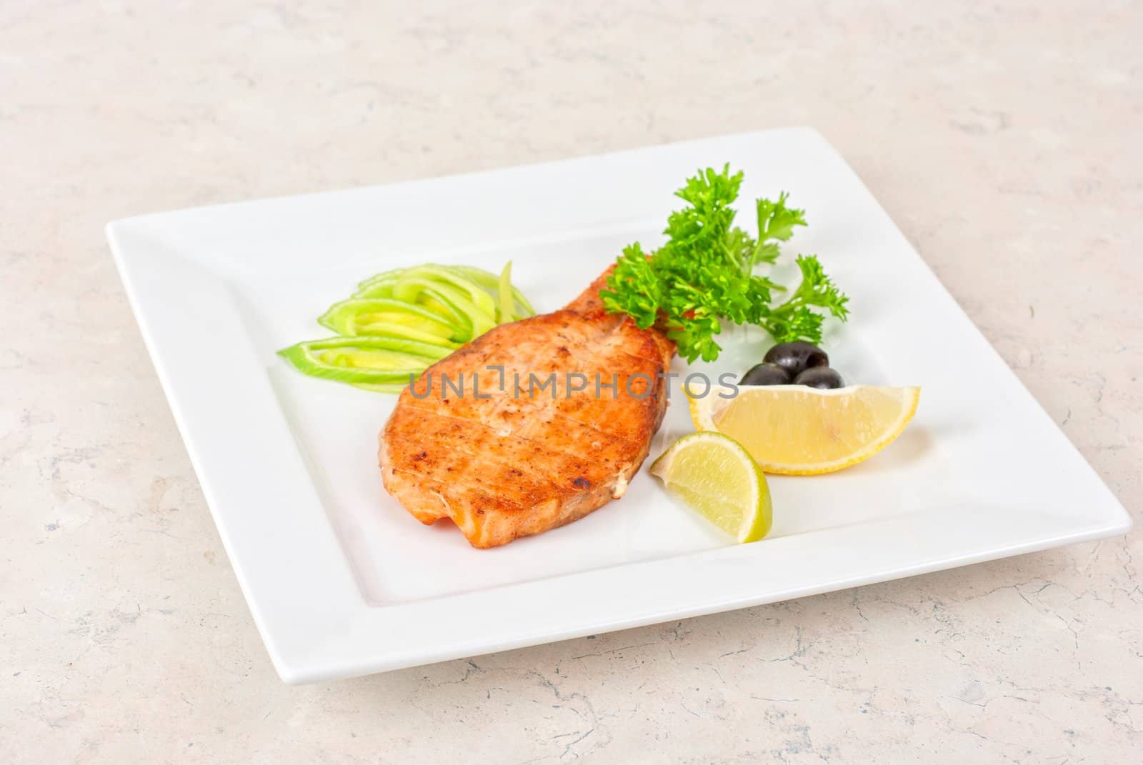 Grilled salmon steak by rusak