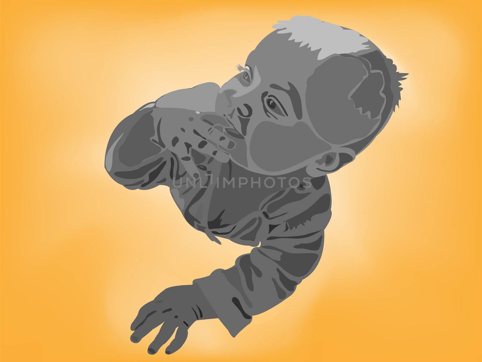 Vector illustration of the baby in the orange background by vetdoctor
