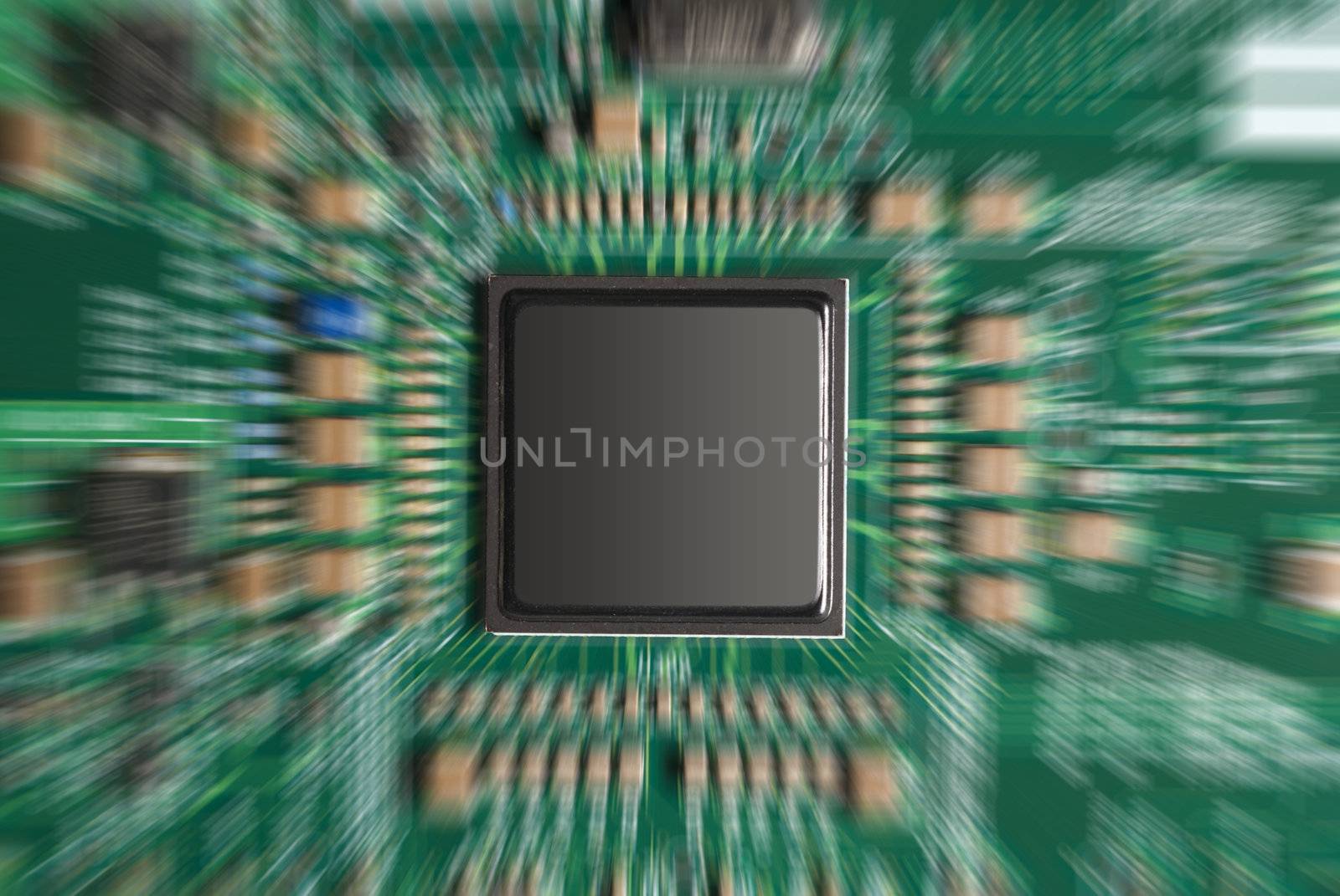 Close-up of computer chip by f/2sumicron