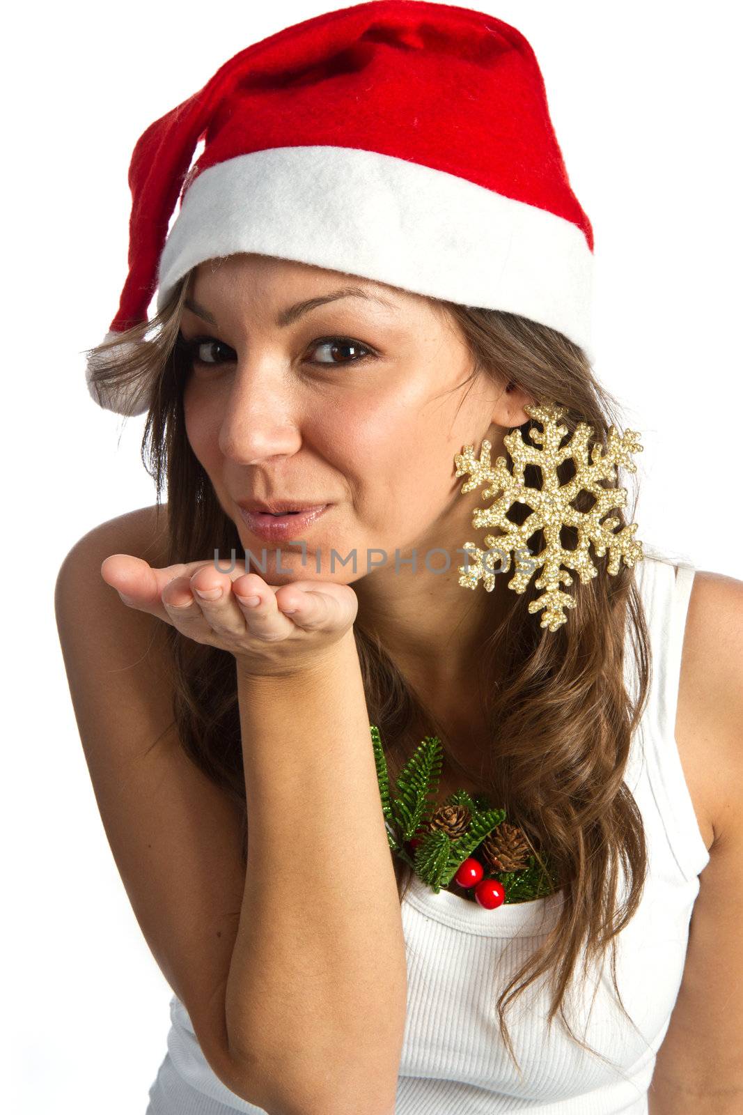 Beautiful Young Happy Christmas Woman