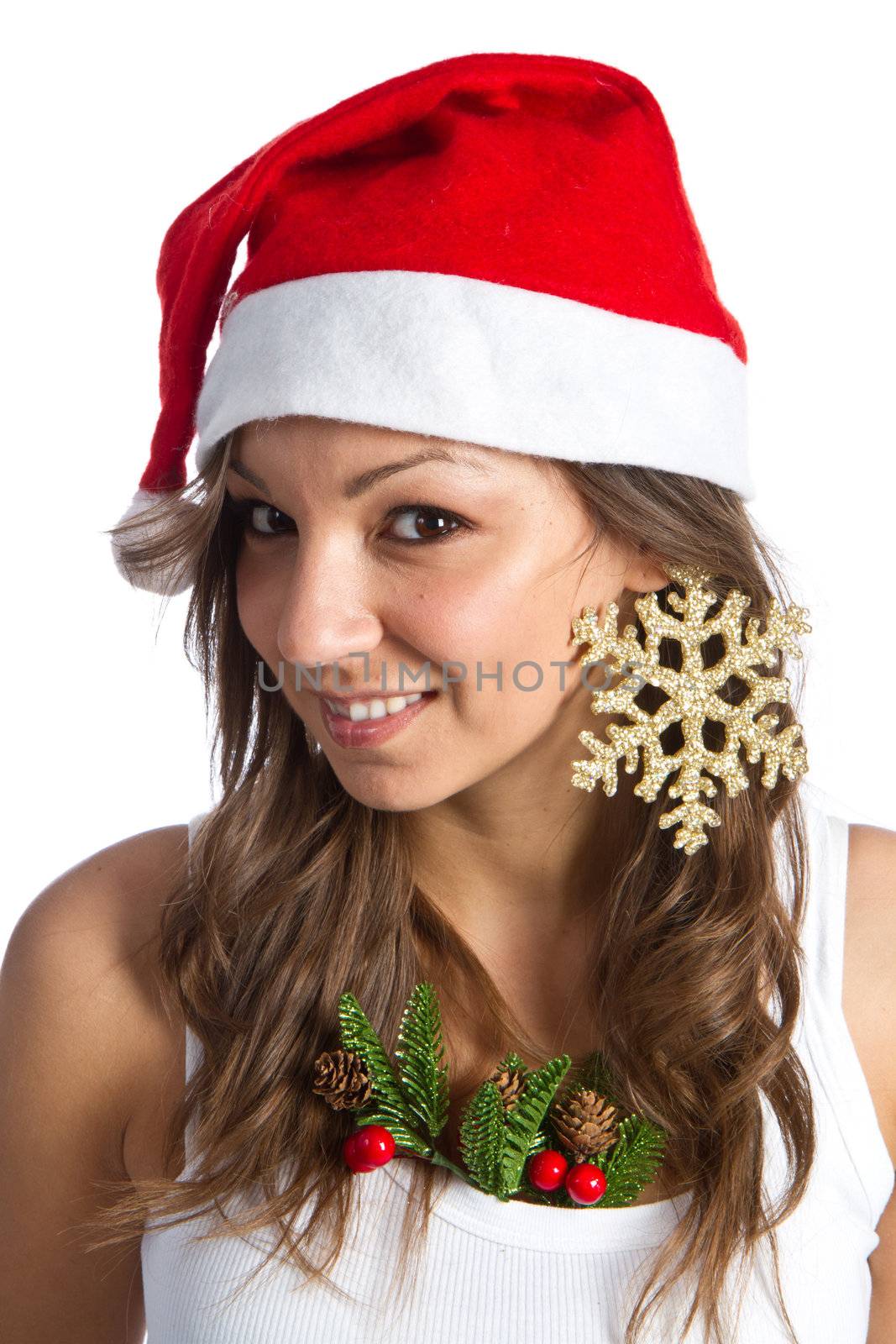 Beautiful Young Happy Christmas Woman