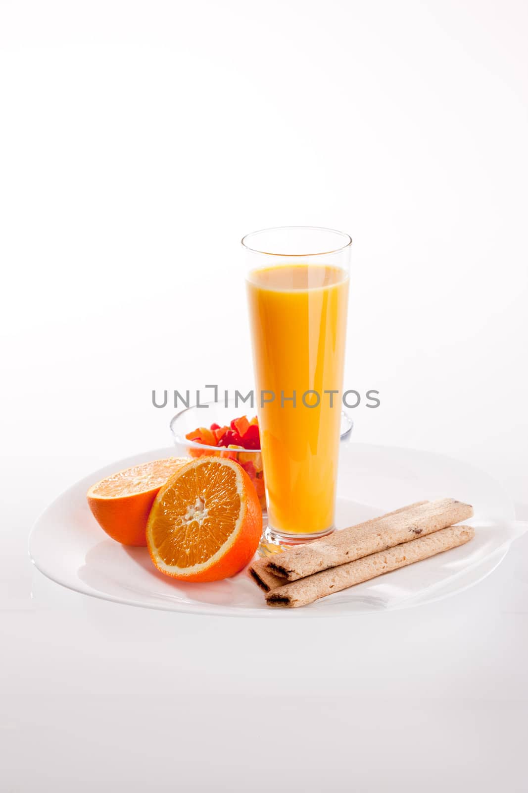 food series: ripe sliced orange with pastry