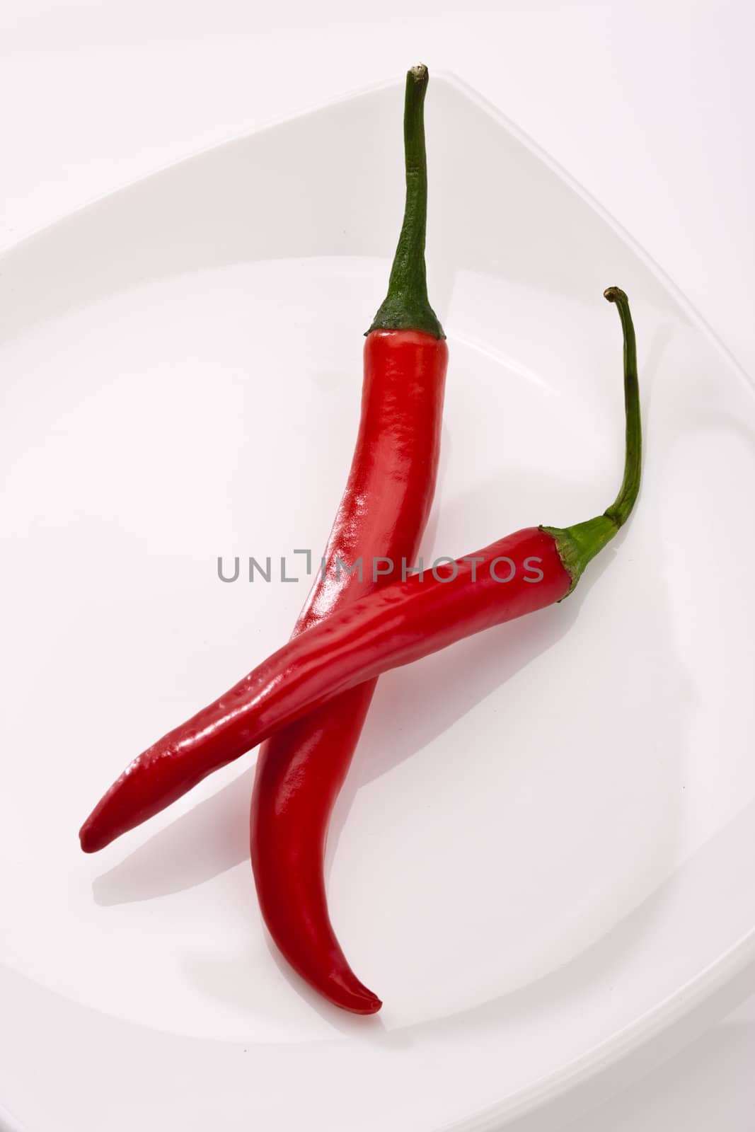 food series: some red peppers on the white background
