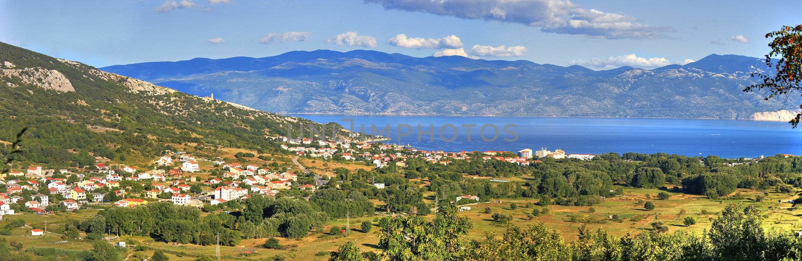 Panoramic view of Baska - croatian beautiful coastal town by xbrchx