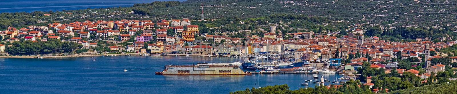 beautiful Town of Cres, Island of Cres, Croatia - panoramic wide view