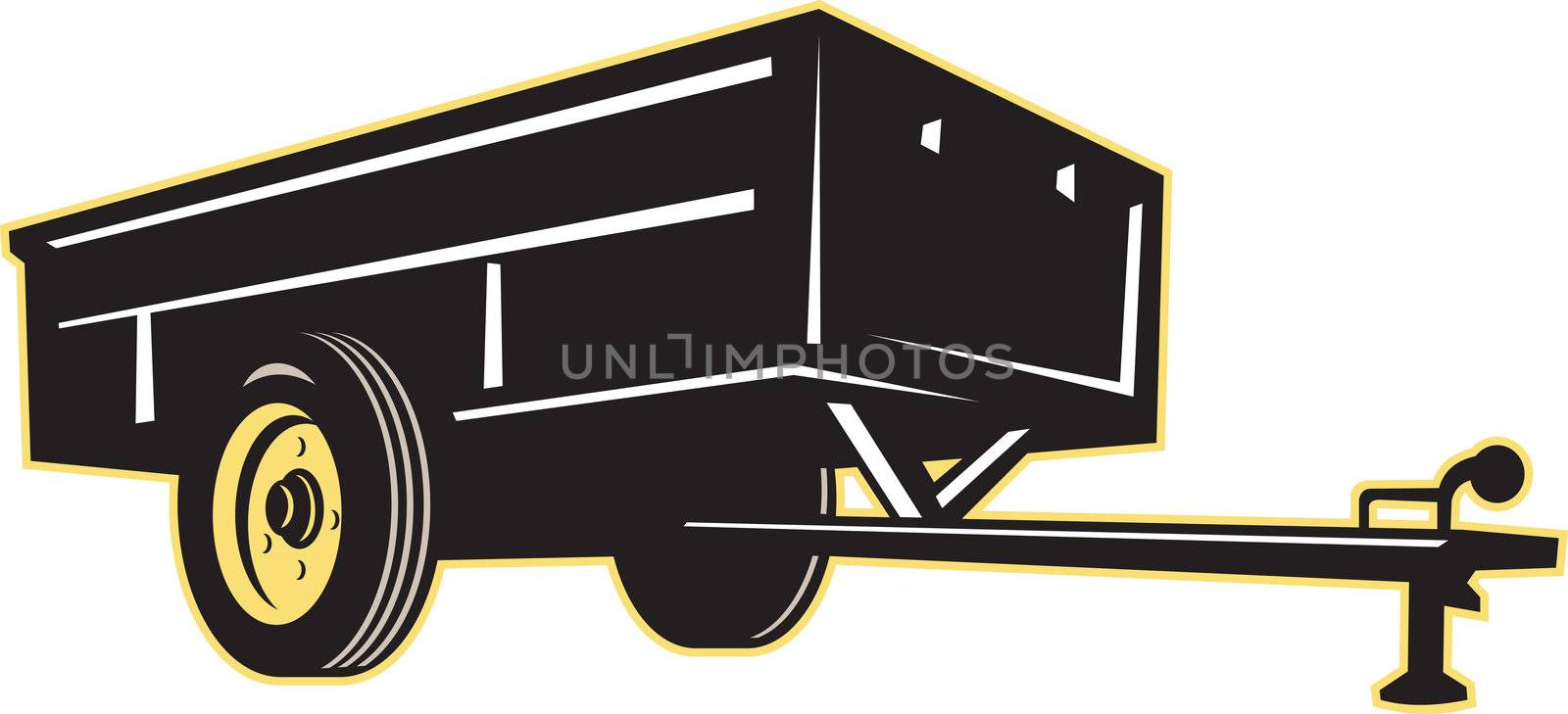 illustration of a car garden lawn utility trailer side on isolated white background
