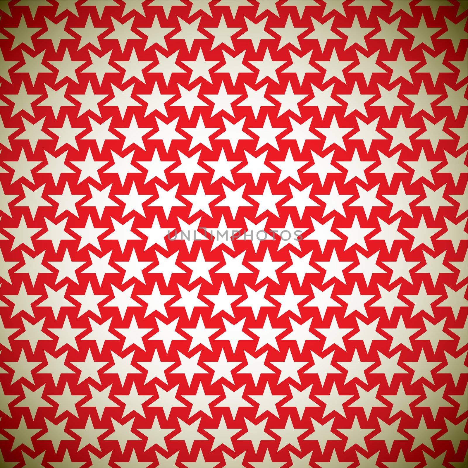 Seamless star red background pattern with gold elements 