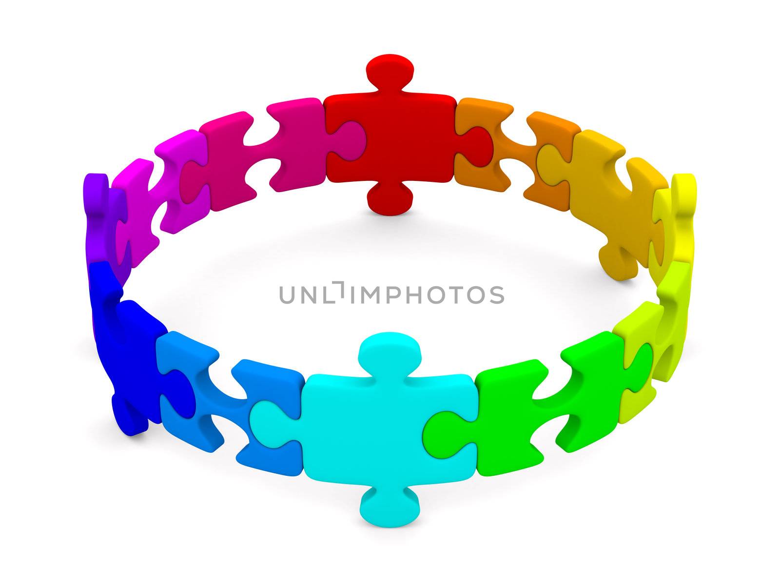Puzzle on white background. Isolated 3D image