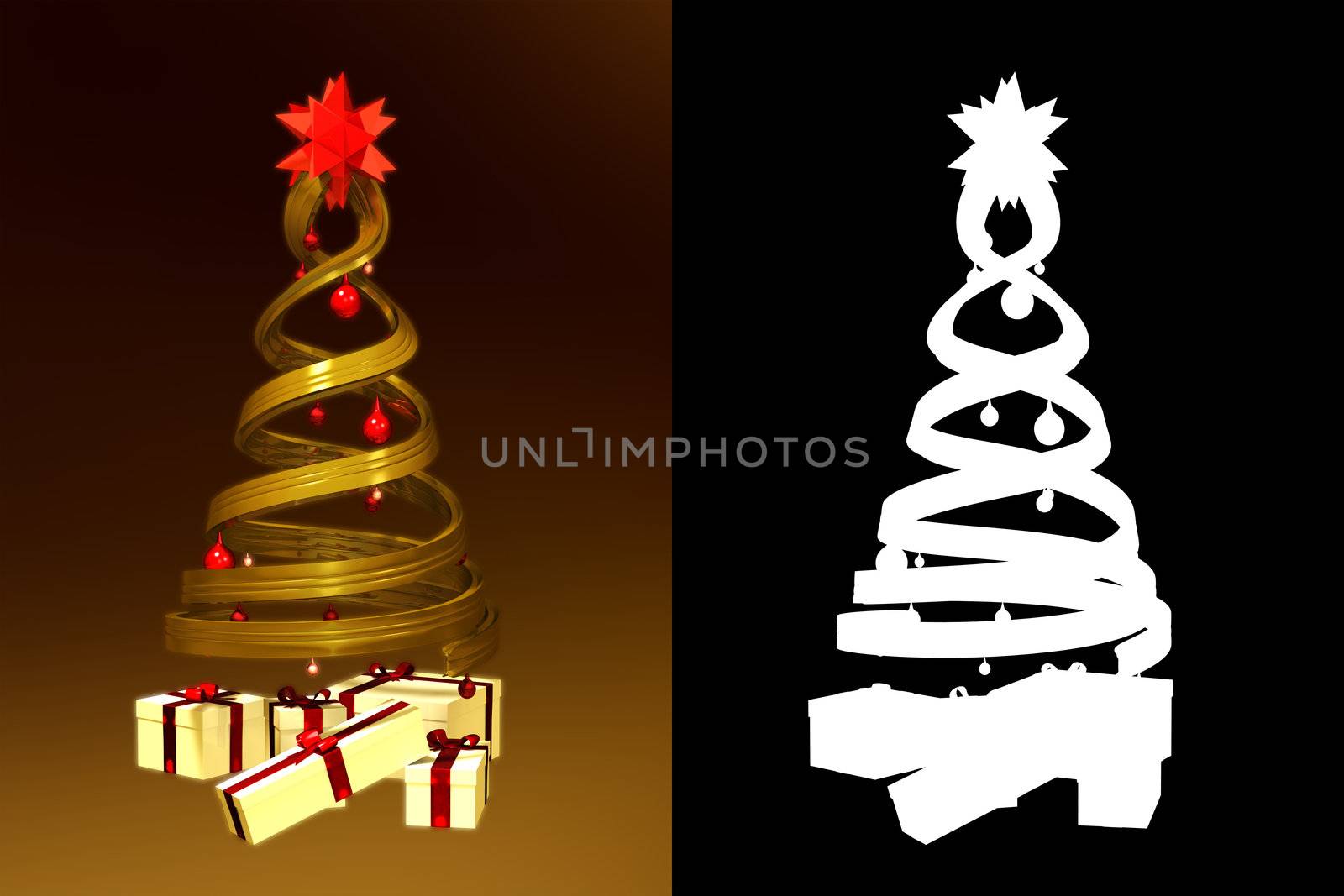 Golden design pine and some gifts by shkyo30