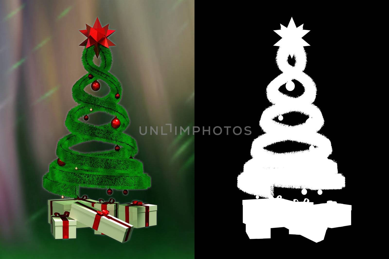 Green design pine and some gifts by shkyo30