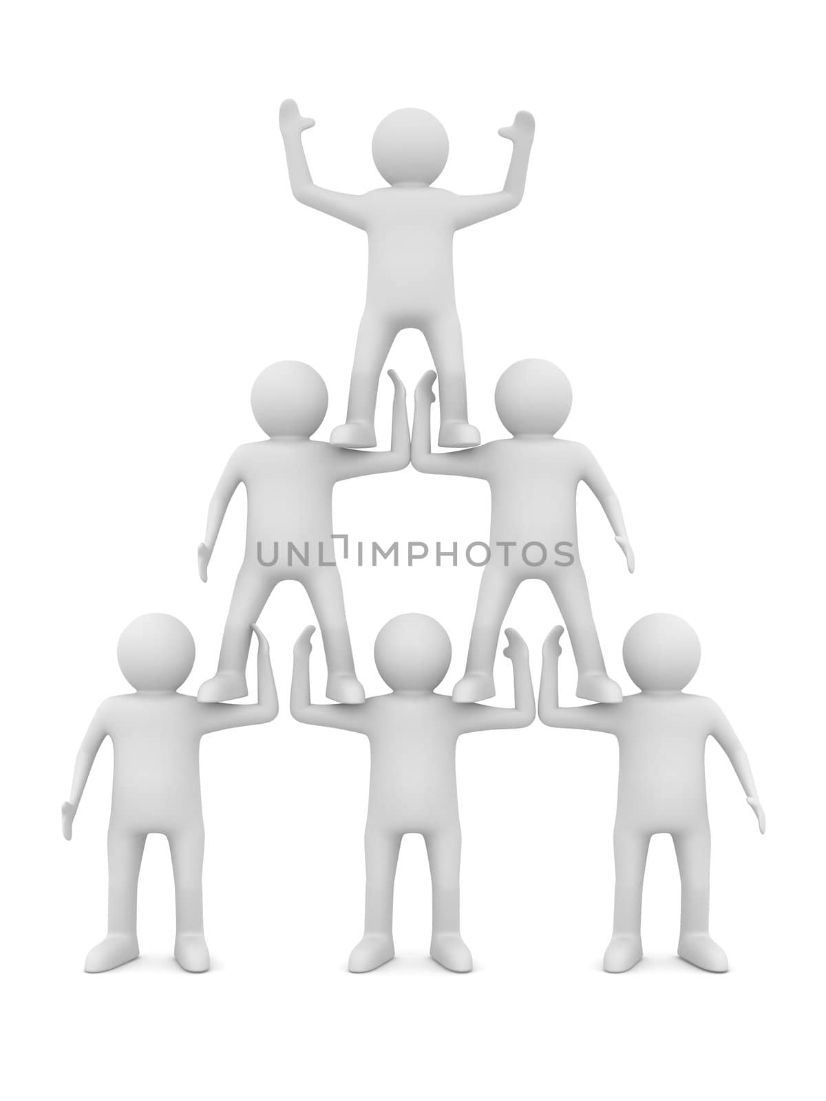 Conceptual image of teamwork. Isolated 3D on white