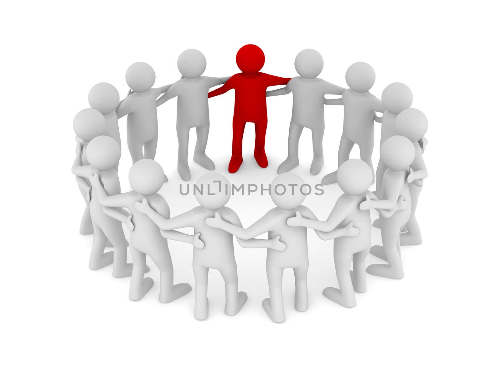 Conceptual image of teamwork. Isolated 3D on white