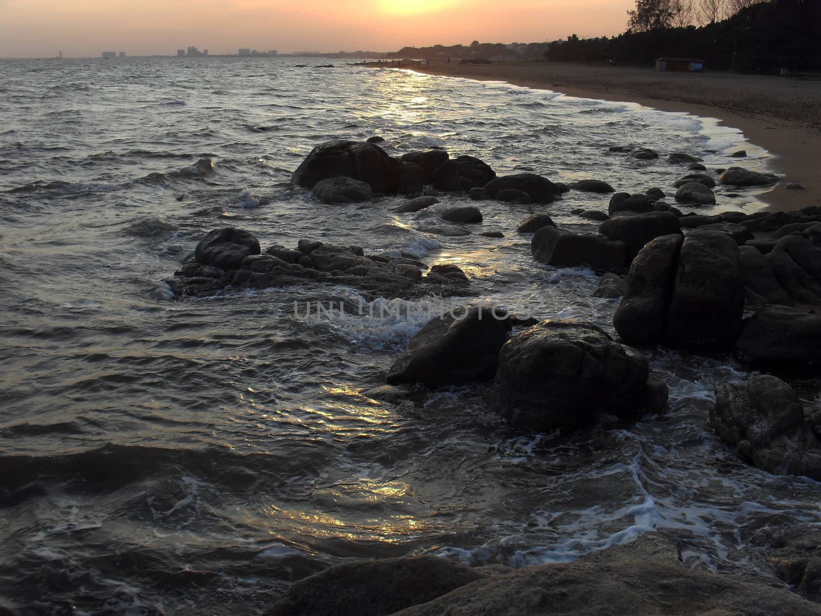 The evening of the sea in Beidaihe in China