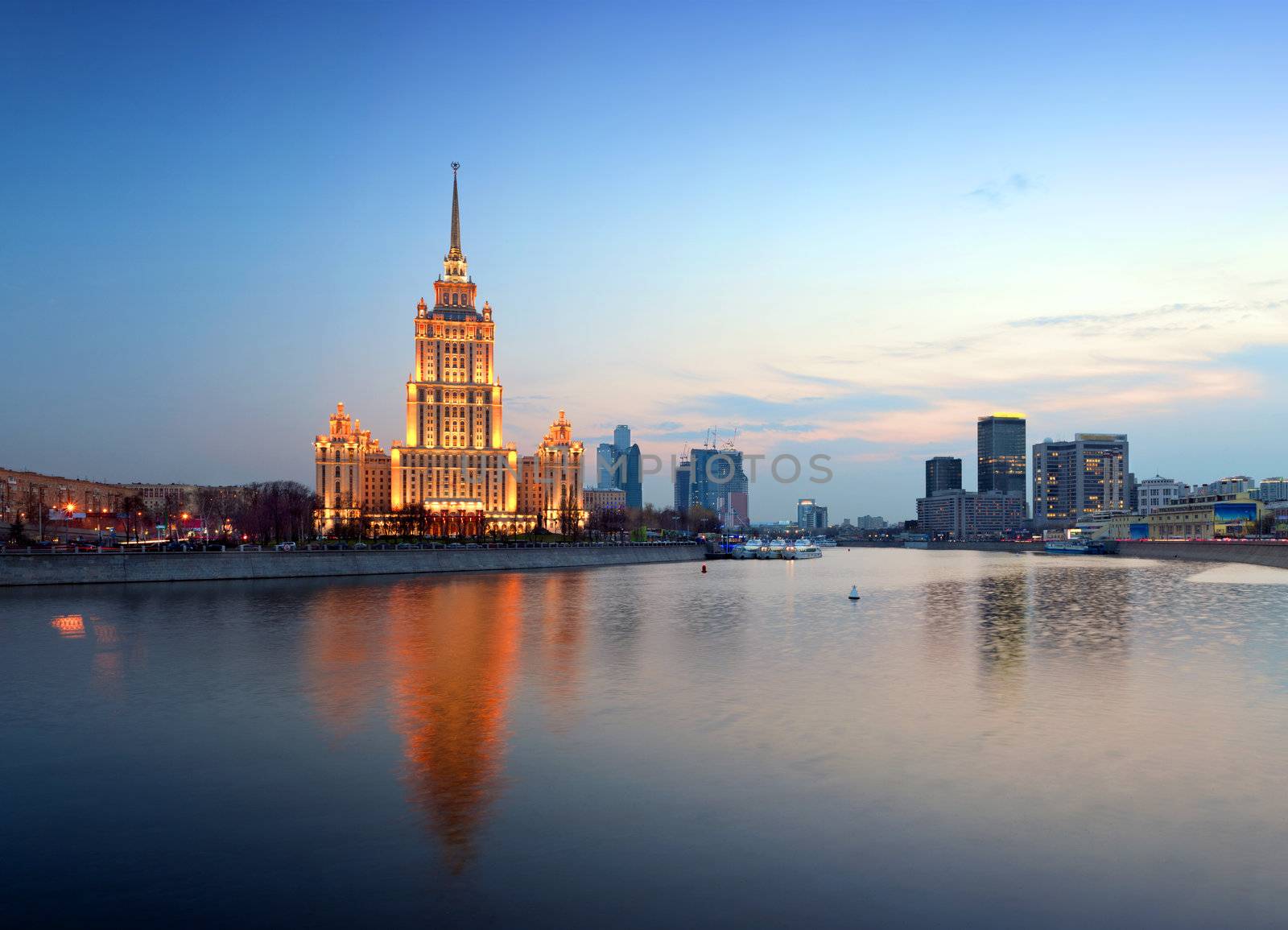  Night Moscow.  Moscow River. Hotel Ukraine. by vladimir_sklyarov