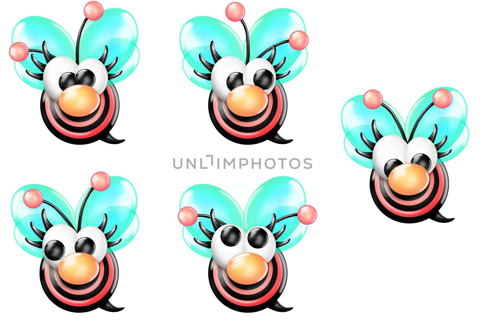A front view of a cartoon bee.