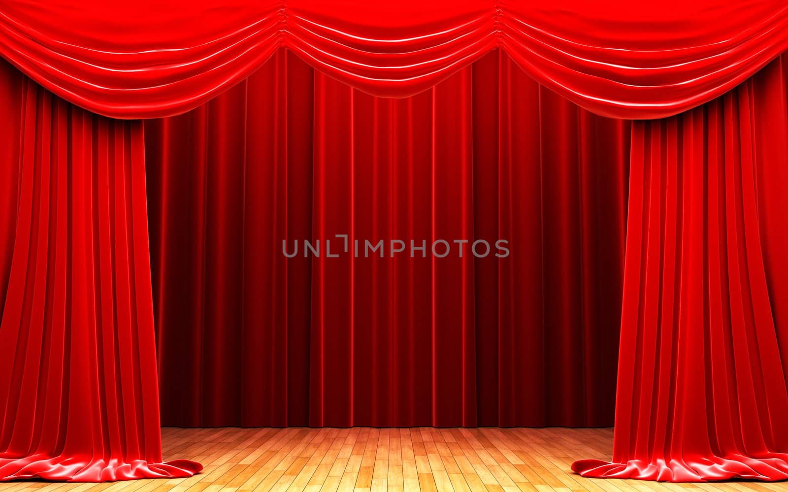 Red velvet curtain opening scene by icetray