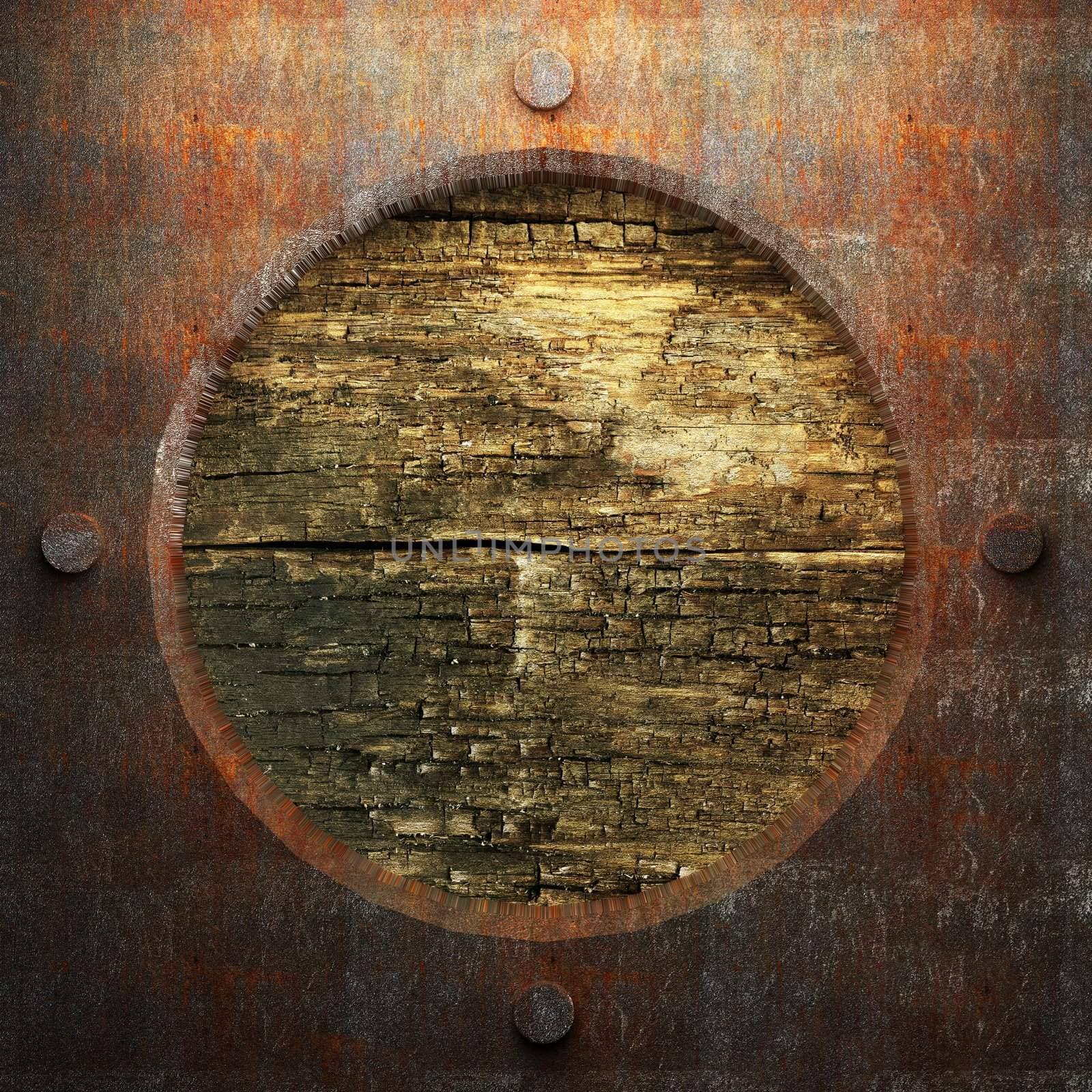 rusty metal and wood plate by icetray