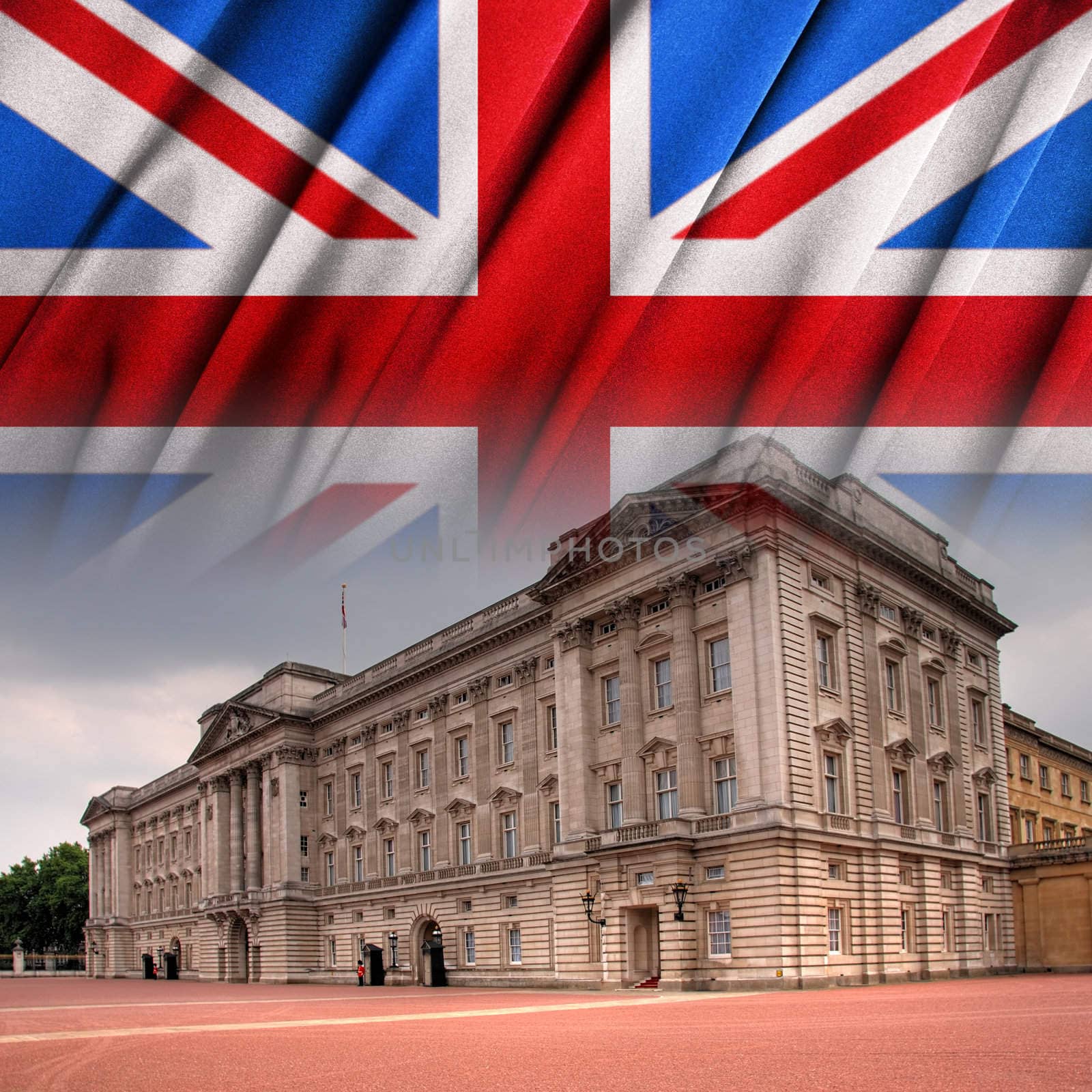 Buckingham Palace and Union jack - the British Flag