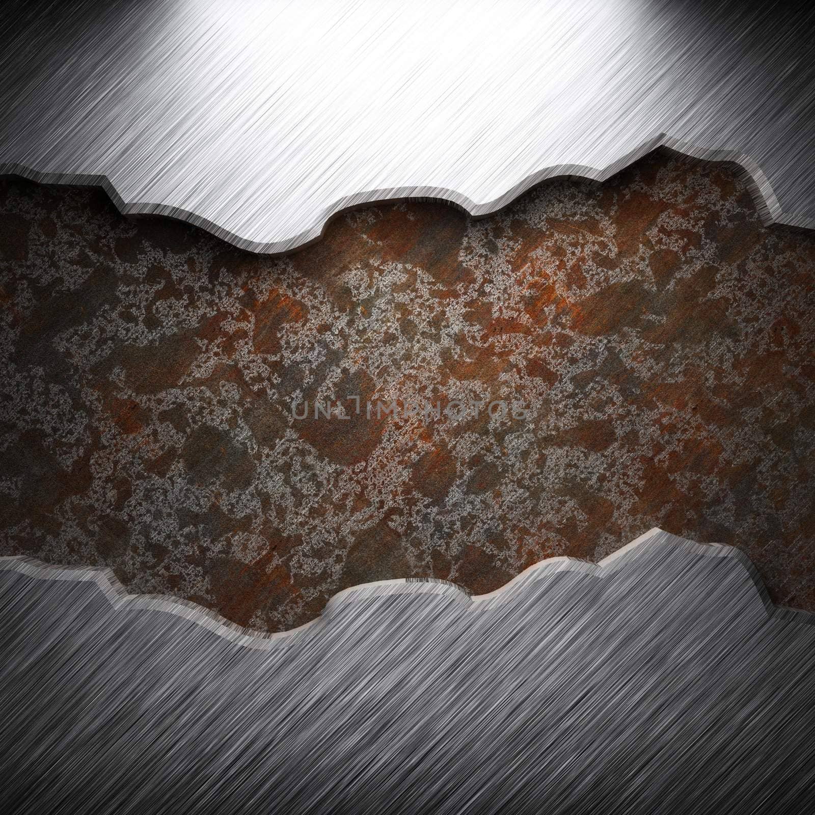 aluminum and rusty metal plate made in 3D
