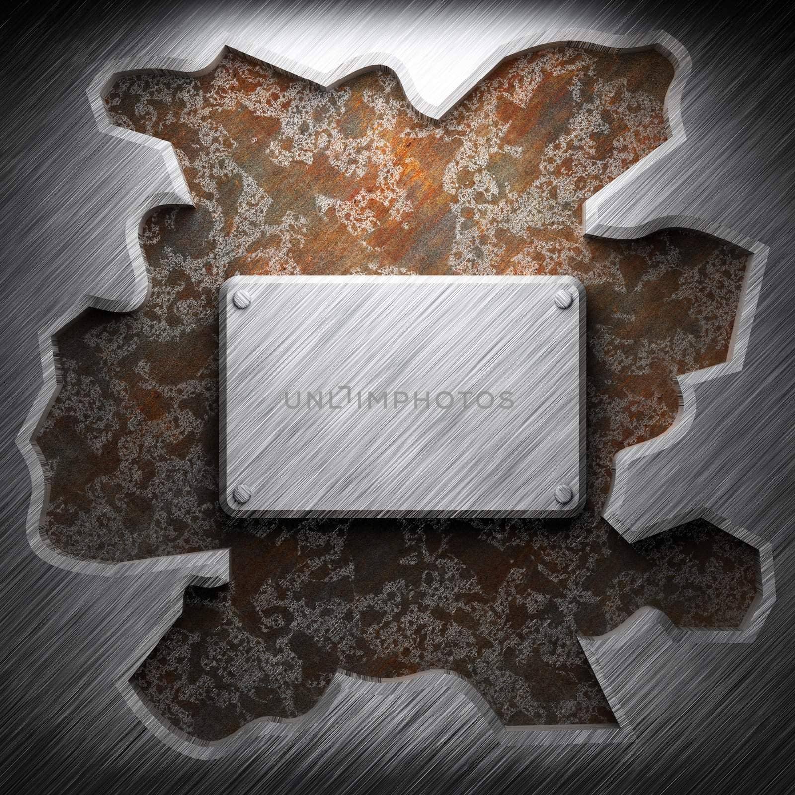 aluminum and rusty metal plate made in 3D