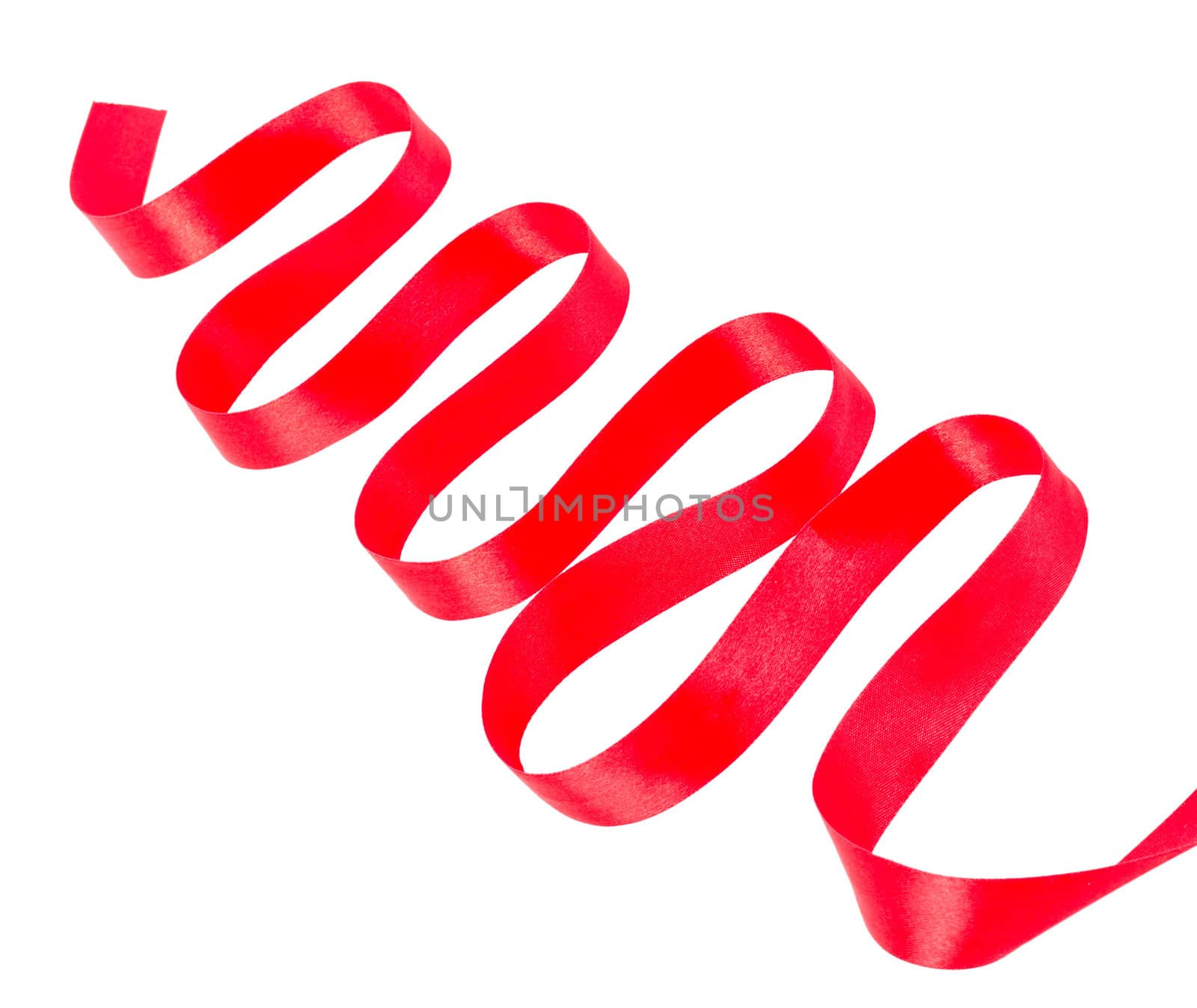 close-up red ribbon, isolated on white