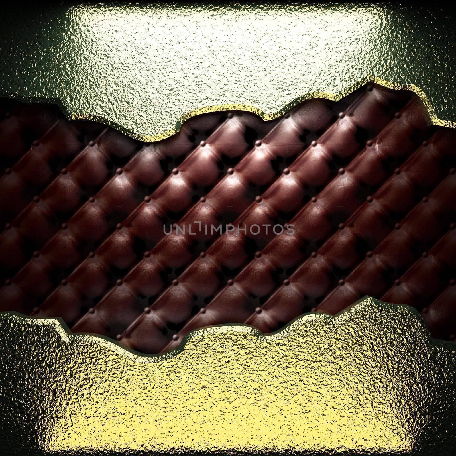 golden plate on leather made in 3D