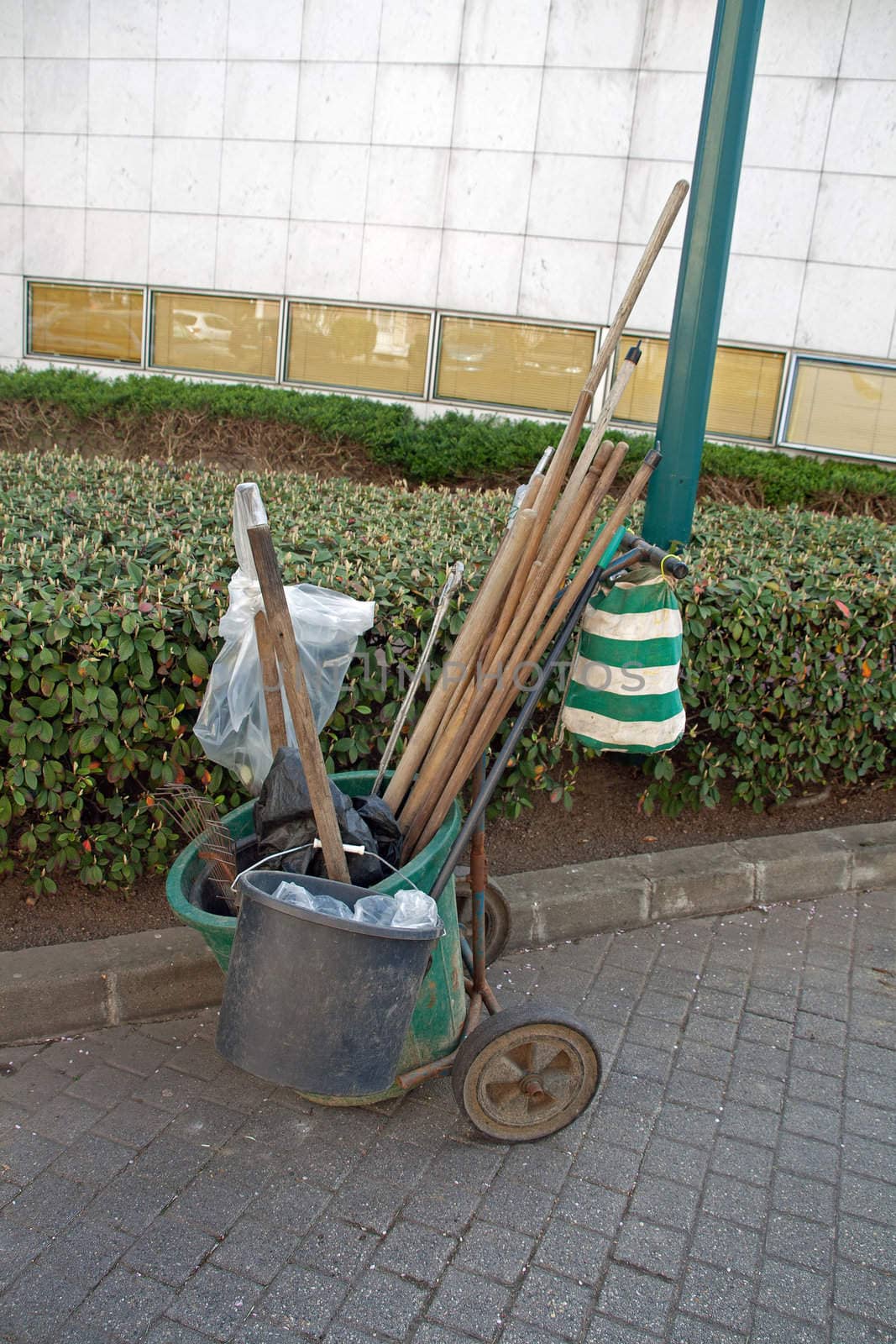 equipment to clean the streets. shovel, broom and other accessories