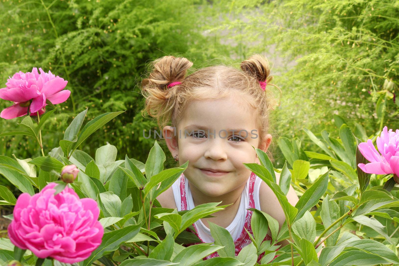 little girl in garden by goce