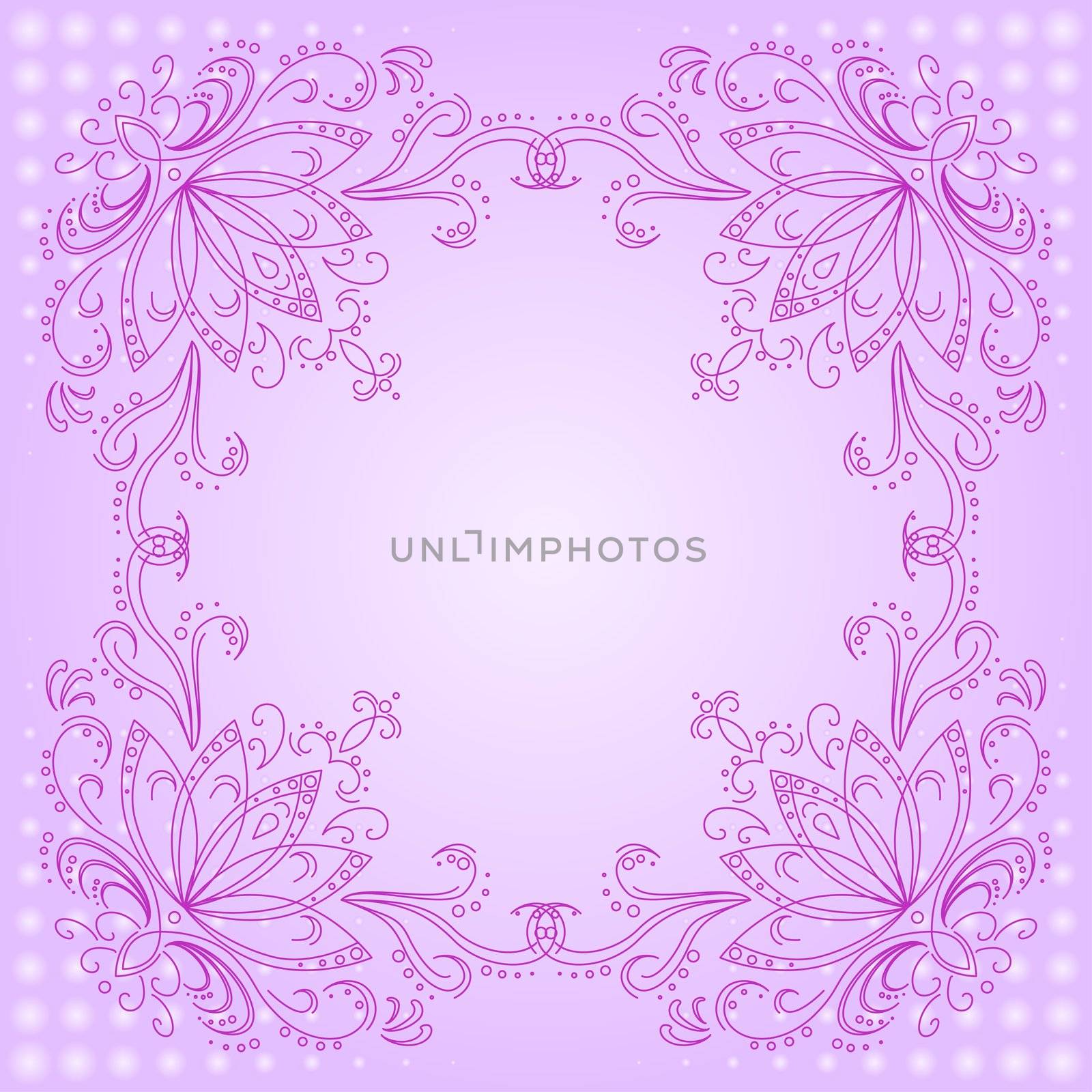 Abstract lilac background with graphic floral pattern