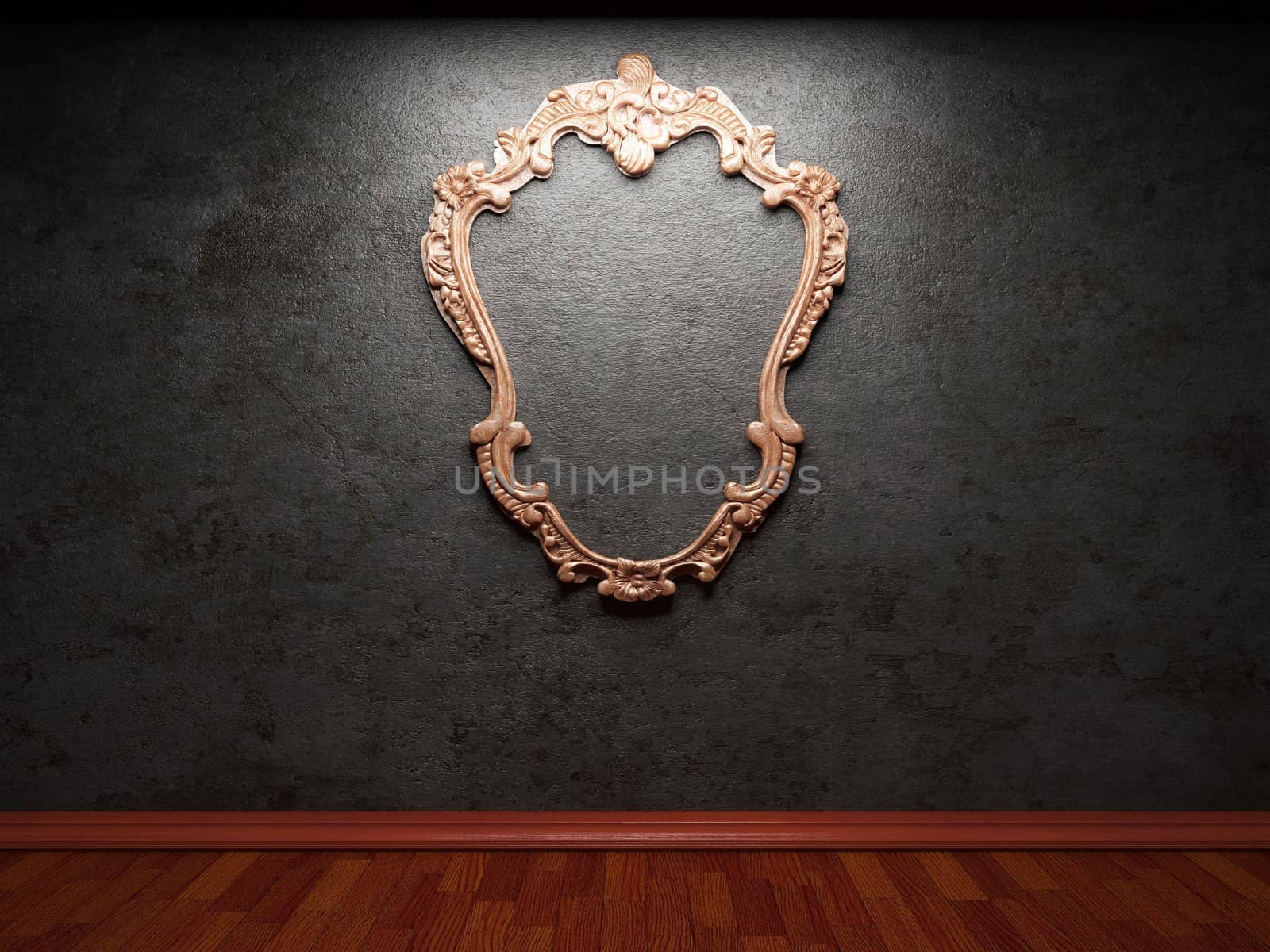 old concrete wall and frame made in 3D graphics