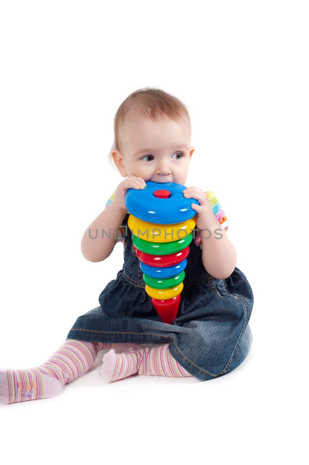 Shot of little cute baby girl isolated on white