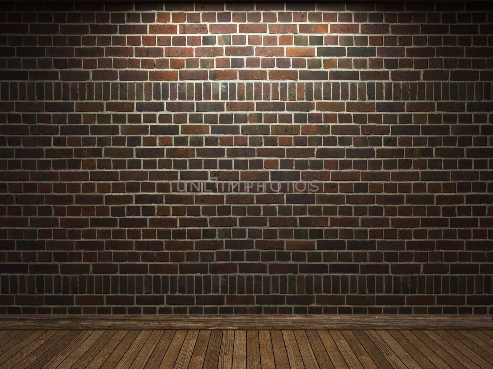 illuminated brick wall made in 3D graphics