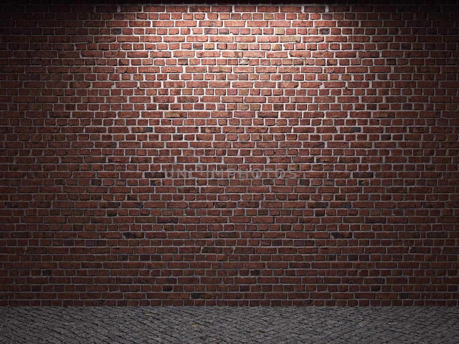 illuminated brick wall by icetray