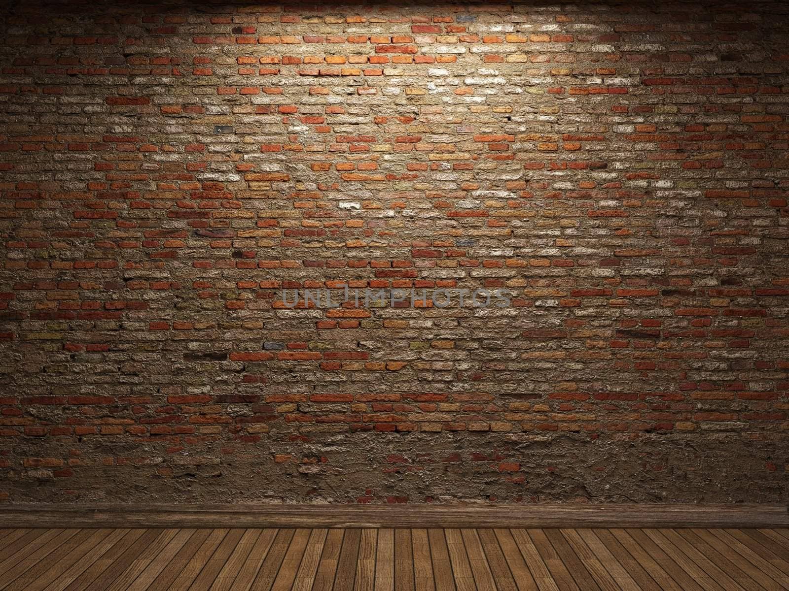 illuminated brick wall by icetray