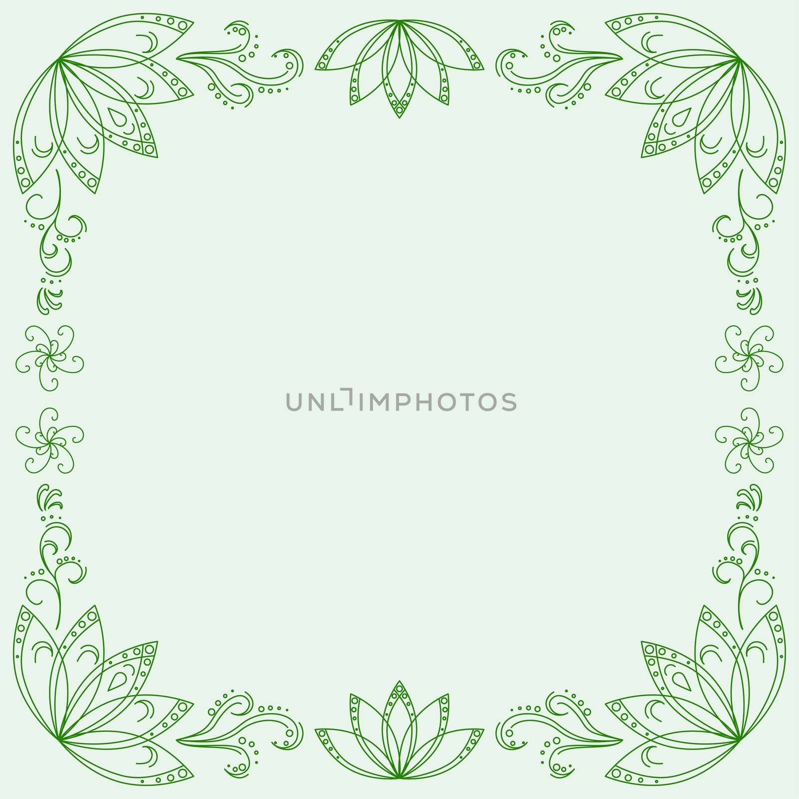 Abstract green background with graphic floral pattern