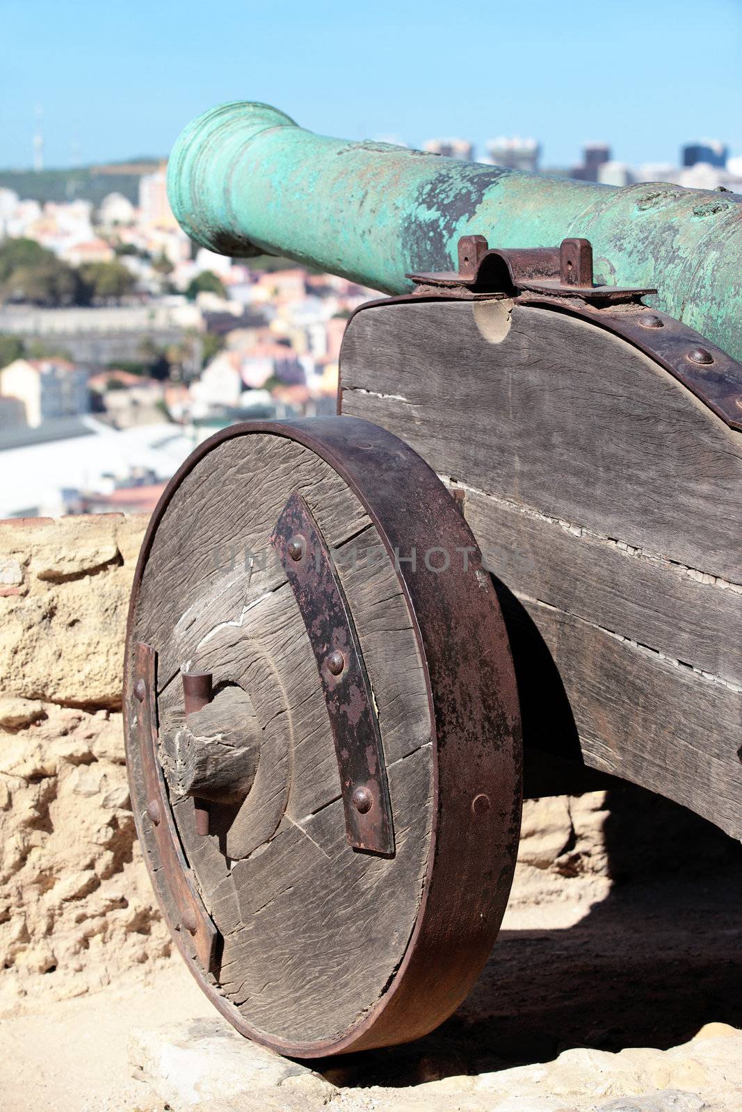 cannon of Saint George Castle in Lisbon, Portugal 