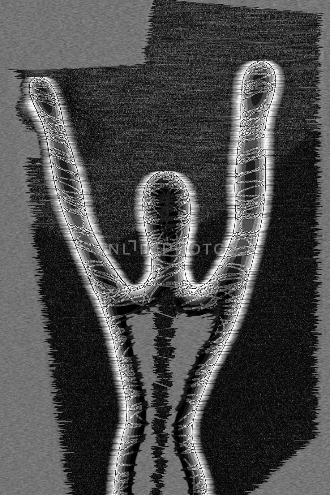 Abstract shadow person with spine highlighted