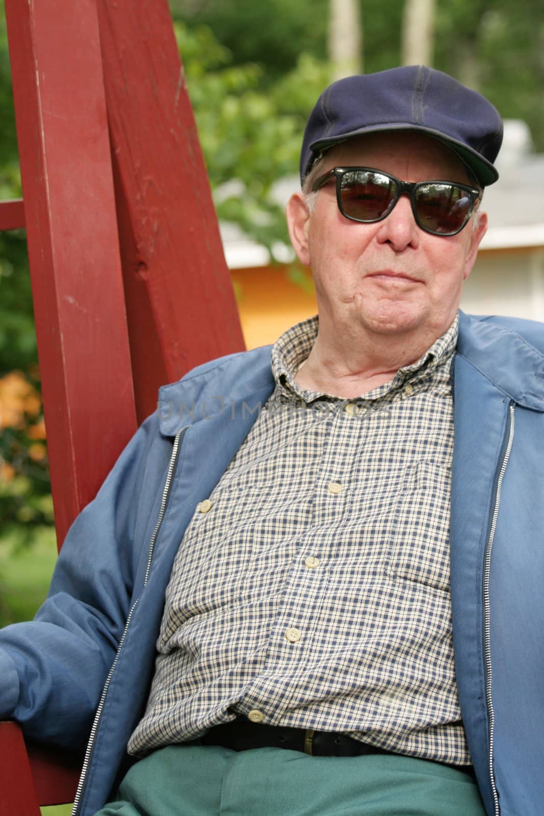 Elderly man enjoying a nice summer day outdoors