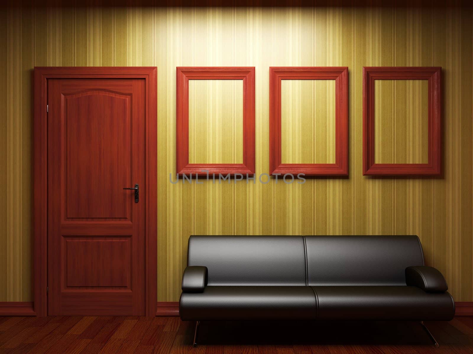 illuminated fabric wallpaper and door made in 3D
