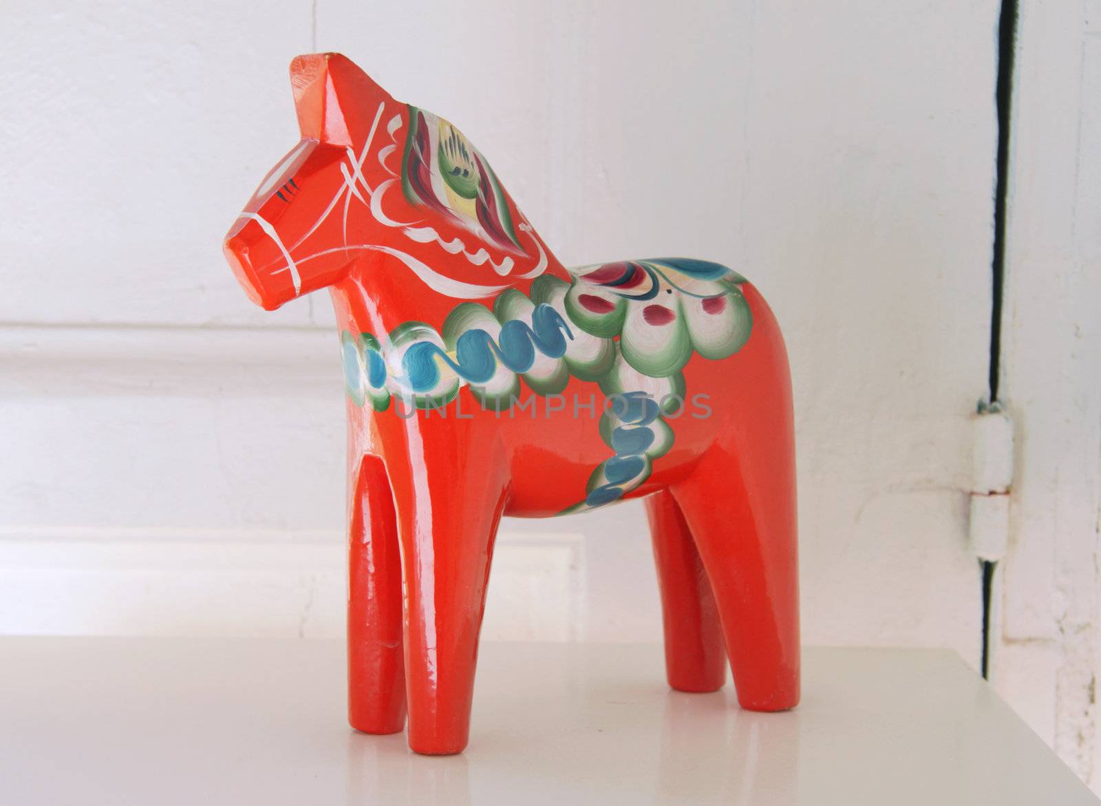 A traditional handmade Dala Horse, a souvenir from Dalarna, Sweden