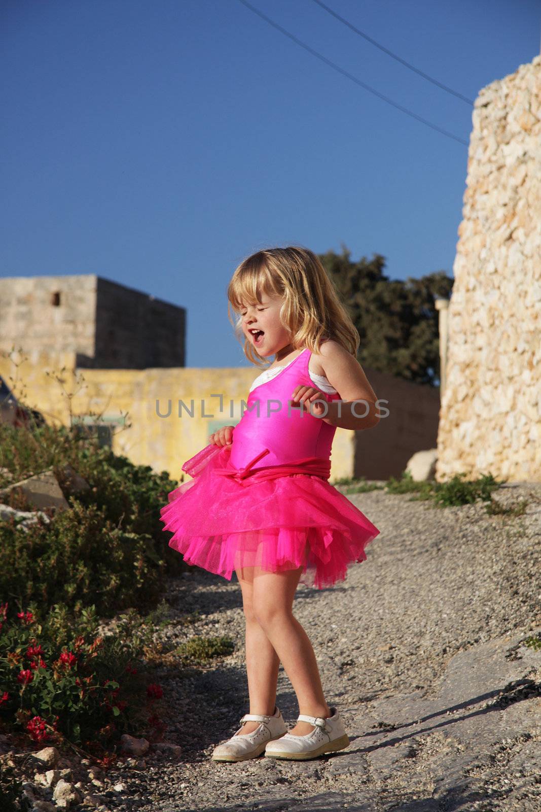 girl singing in pink ballet dress by annems