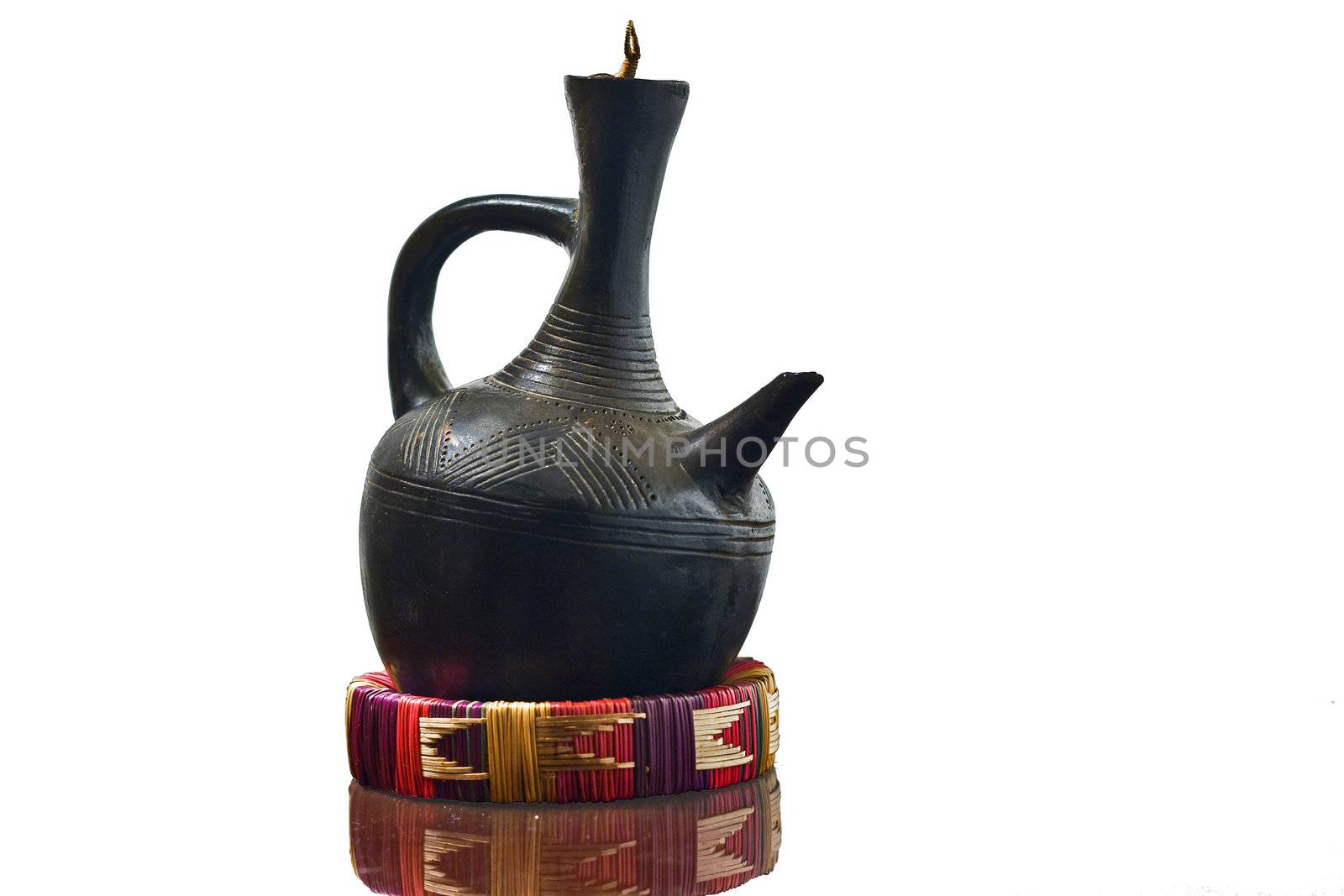 Traditional Ethiopian coffee pot made out of clay