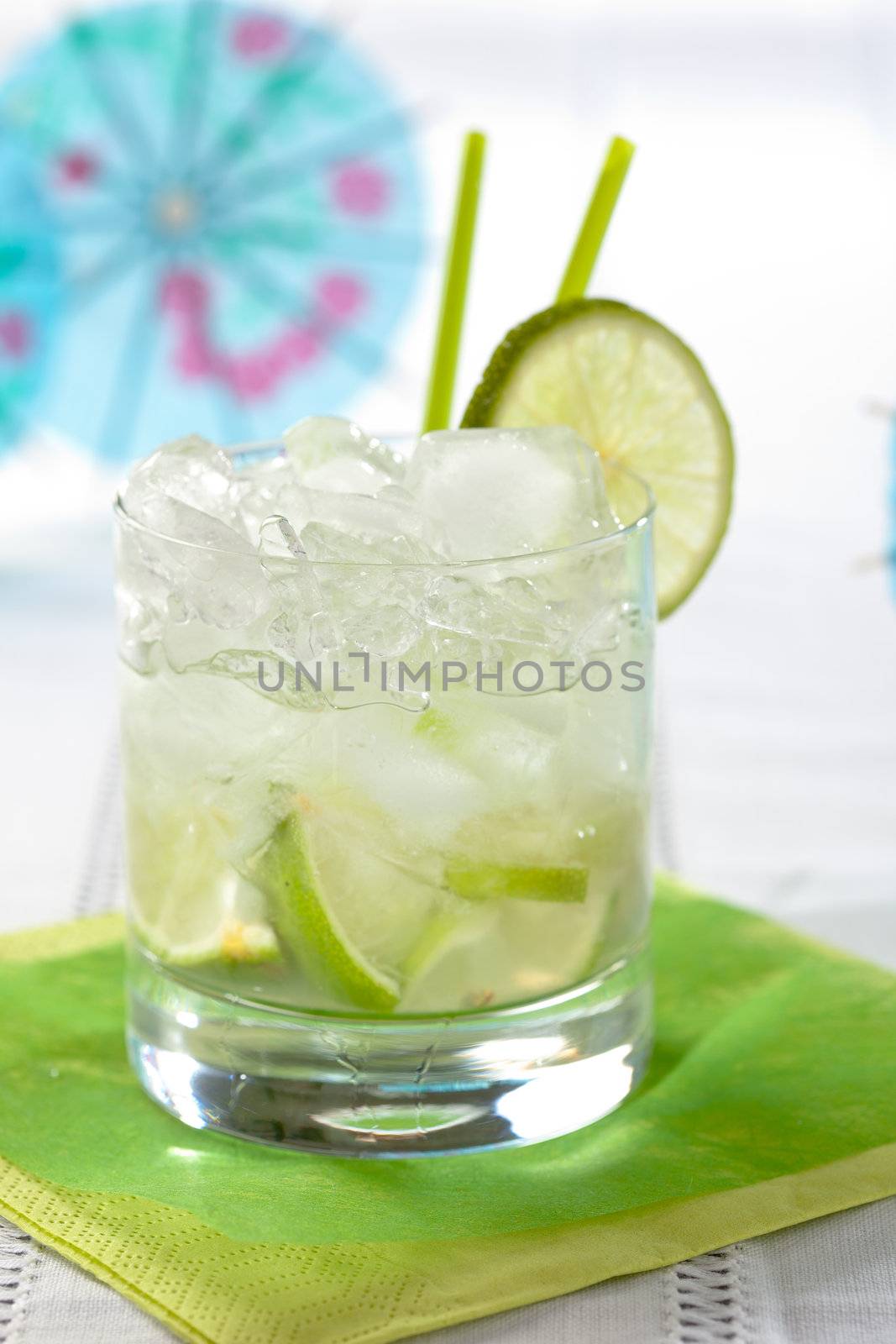 Delicious brazilian drink with lime and cachaca