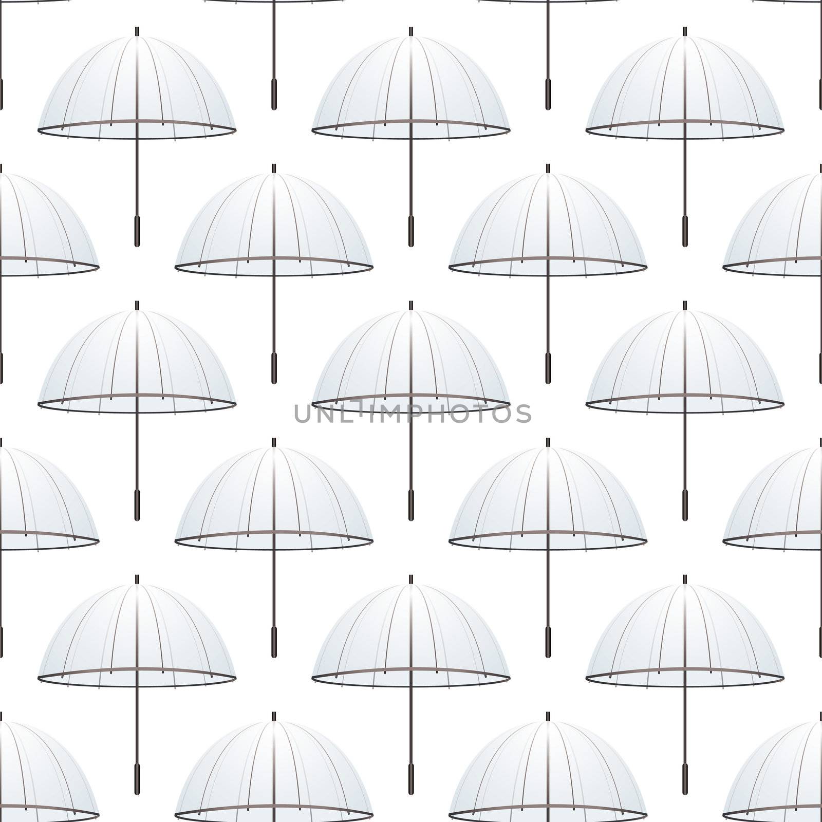 Transparent umbrella collection on a seamless tiled background