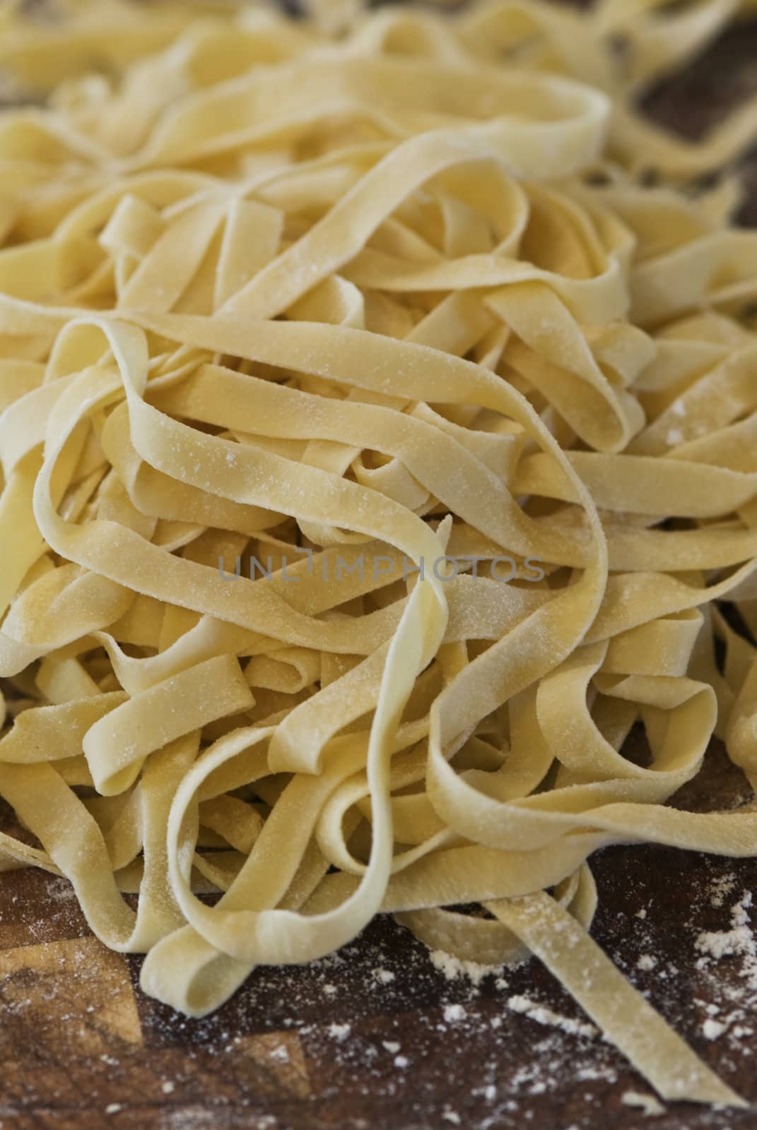 Fresh Pasta lightly dusted with flour and ready to cook.