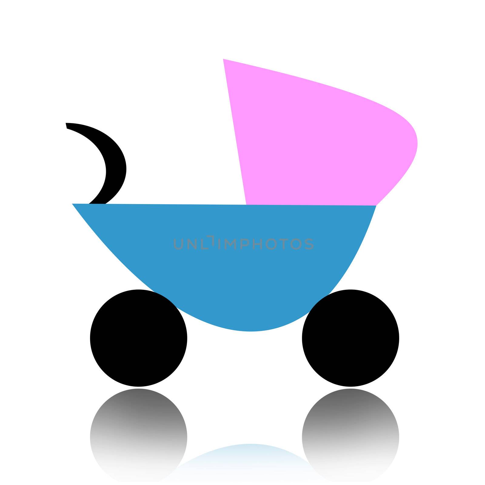 Abstract baby carriage isolated over white background